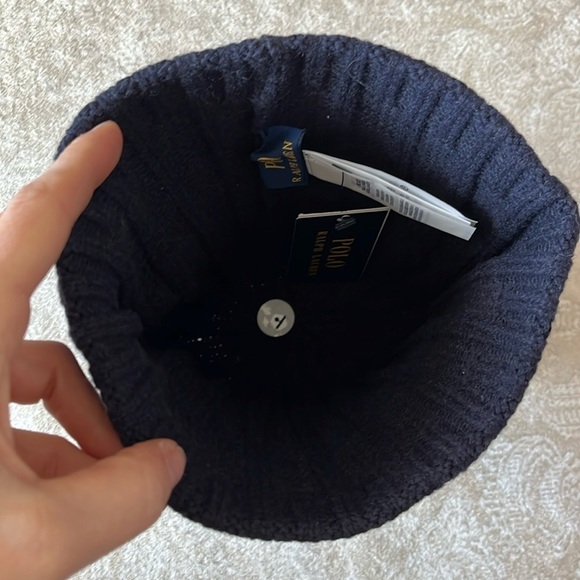 Brand New Polo Ralph Lauren Navy Blue Knit w/ Red Pony 50% Wool Beanie Hat - Picture 8 of 11